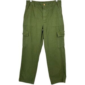 J. Crew Relaxed Fit Tapered Cargo Pants Army Green Size 29 100% Cotton Fits Big